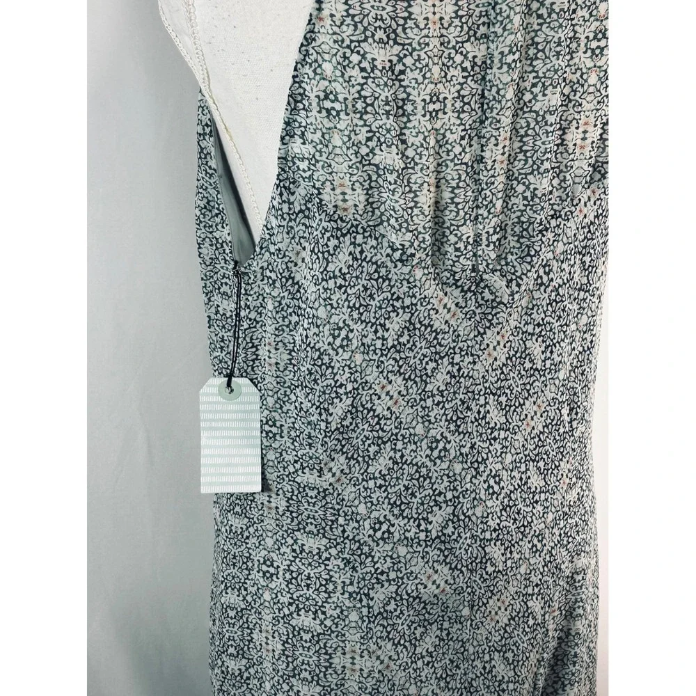 Cabi Garden Party Dress Floral Mixed Print Ruffle V-Neck Maxi Blue White Red NEW